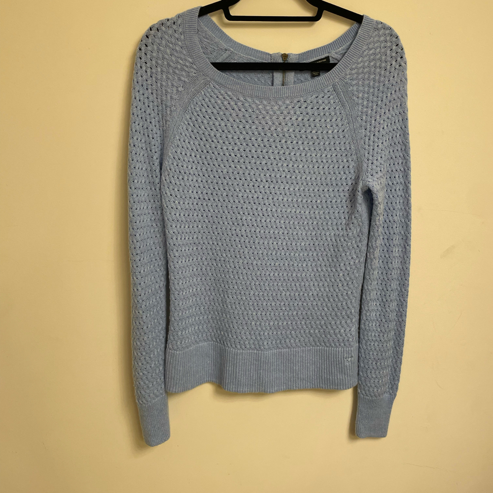 American Eagle Zipper Back Gray Sweater Size S